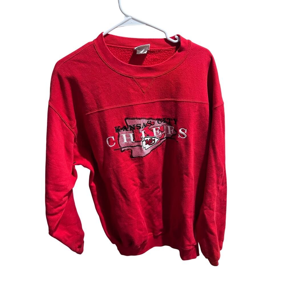 Vintage Kansas City Chiefs Lee Sport Sweatshirt Large Red Embroidered NFL - Picture 4 of 10